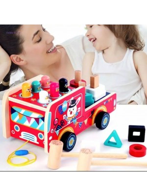 Masinuta de tras cu 2 activitati educative Whac a mole
