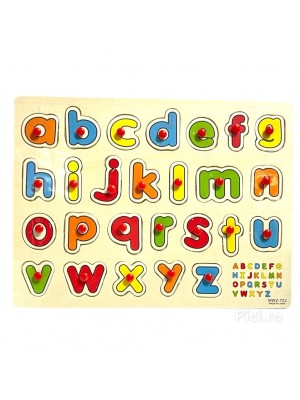 Puzzle Alfabet colorat litere Mici cu pini