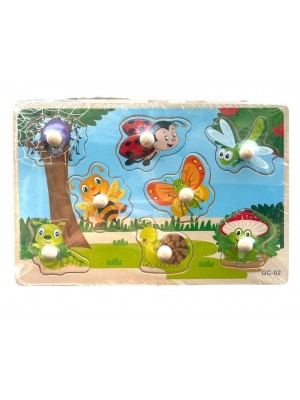 Puzzle incastru Montessori cu Pini Insecte GC 02