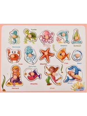 Puzzle cu pini si  imagine sub piesa Animale Marine PZJ 07